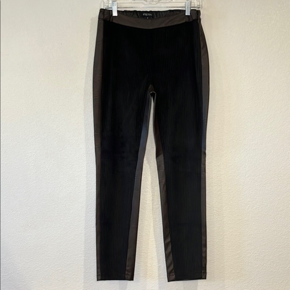 NWOT Etcetera Edie fit faux vegan leather and brushed fabric dress pants 8
